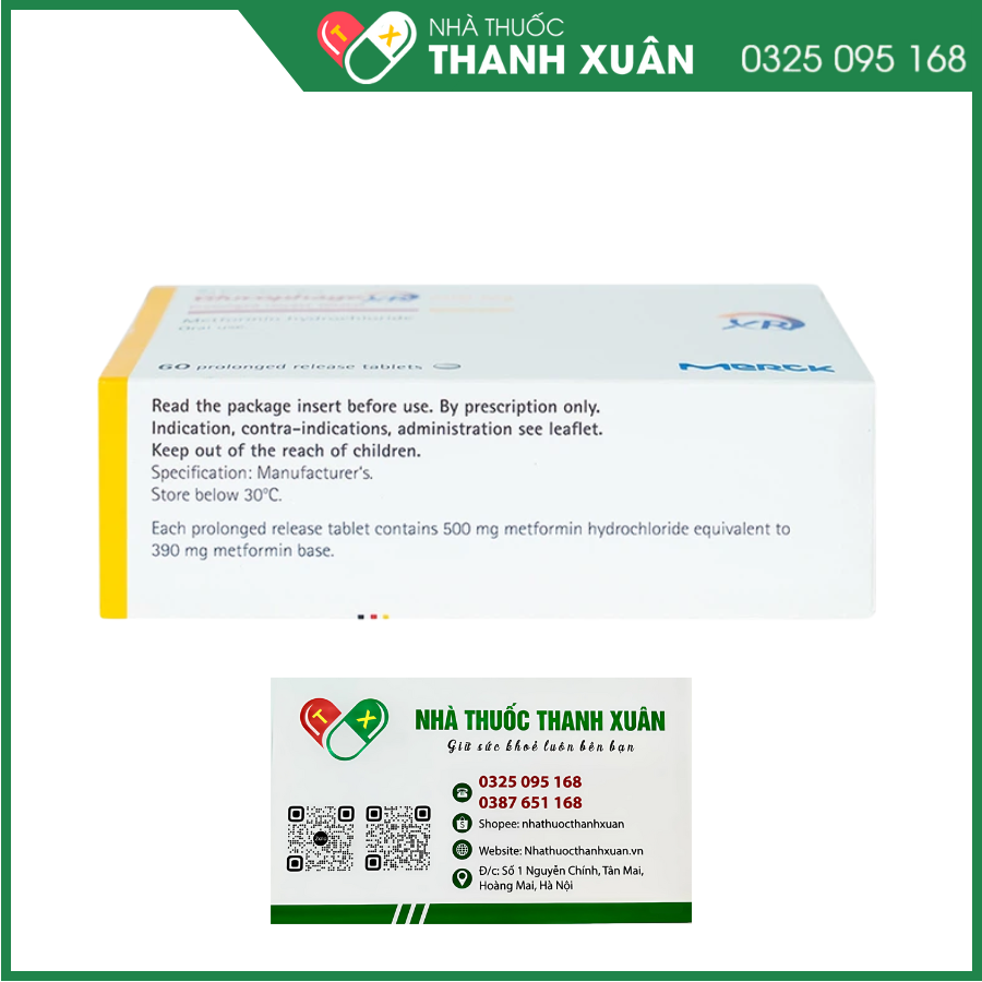Glucophage XR 500 mg điều trị tiểu đường tuýp II